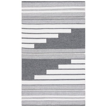 Safavieh 4 x 6 ft. Kilim Flat Weave Rectangle Area Rug Ivory & Dark Grey KLM448H-4